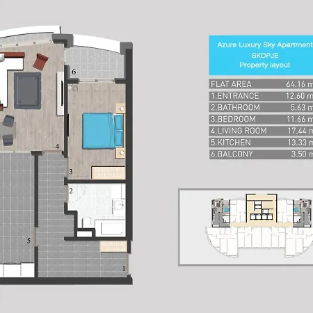 아파트 Azure Luxury Sky